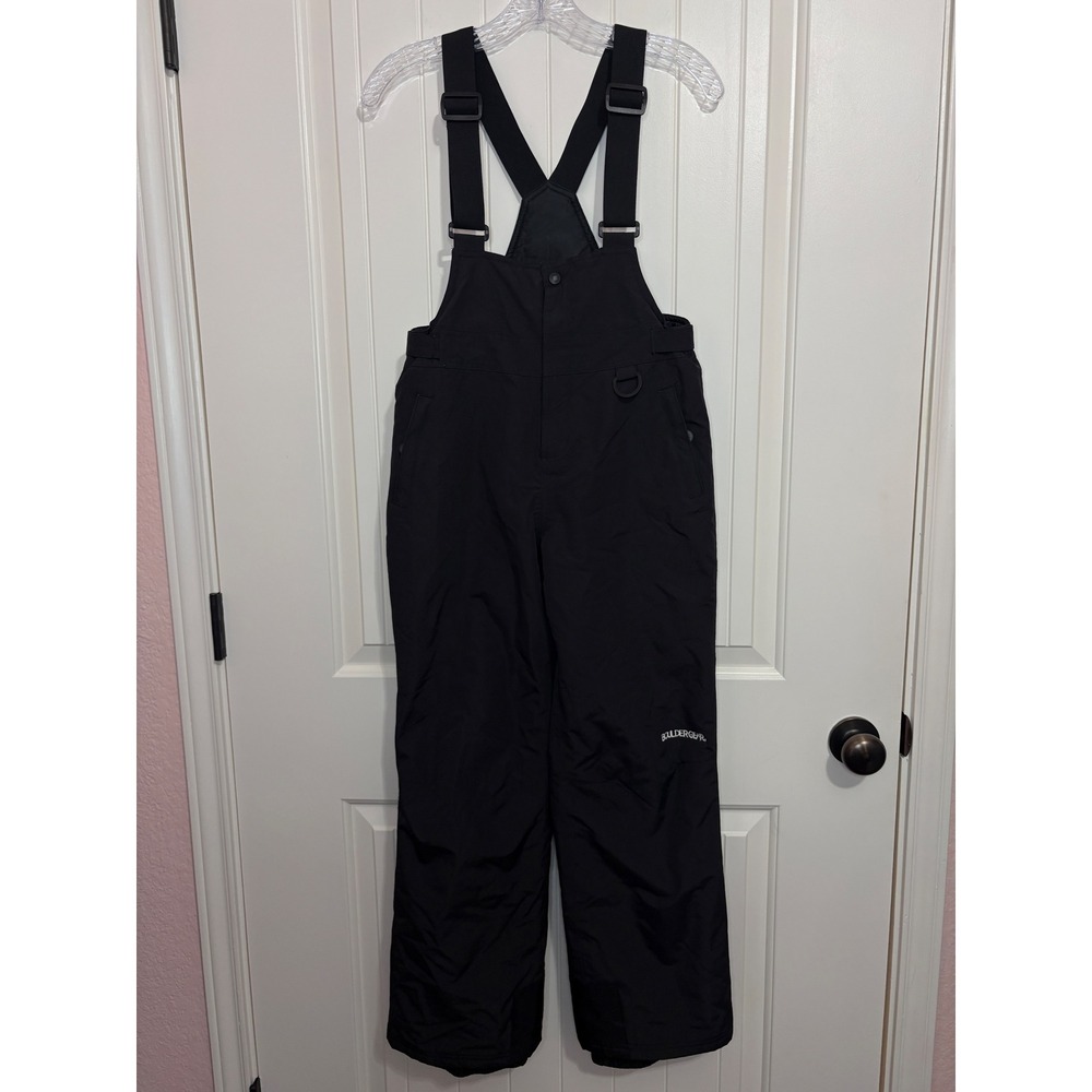 Boulder Gear Kids Black Insulated Snow Bibs Ski Pants Youth Adjustable Straps Lg